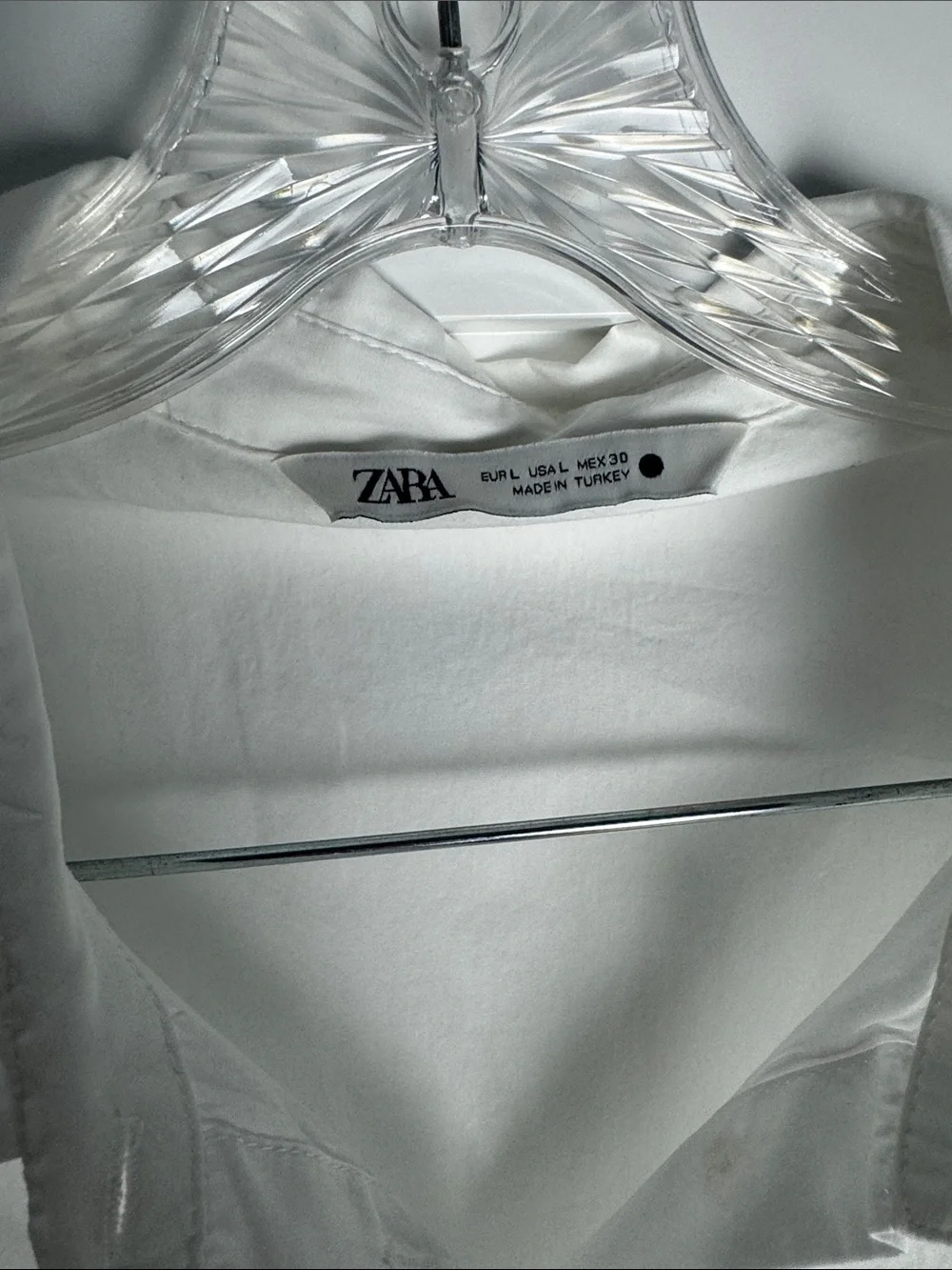 Zara White Puff-Sleeve Button-Front Shirt with Waist Tie